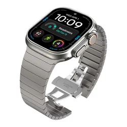 Luxury Metal Watch Strap Bracelet - Premium Link Design for 38mm Series 1 2 3 (Titanium)