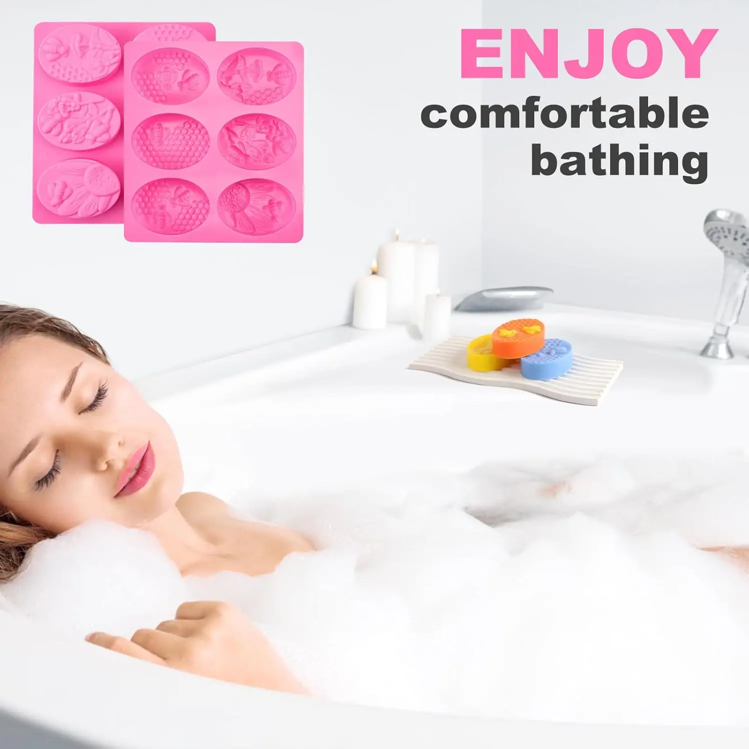 Silicone Soap Molds 6 Cavities Rectangle for Homemade Craft Mold Cake Mold Chocolate Mold ＆ Ice Mold