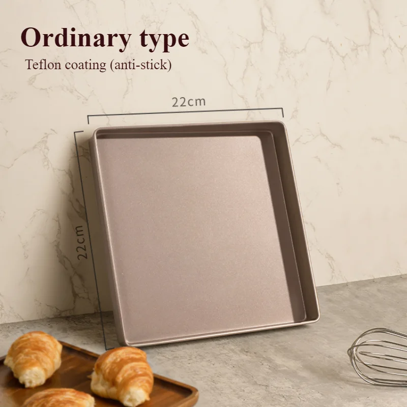 Zackoo-Moule à gâteau en acier au carbone antiadhésif, moule à gâteau, plaque carrée, moule à pâtisserie, four domestique, or et blanc, 28x28cm