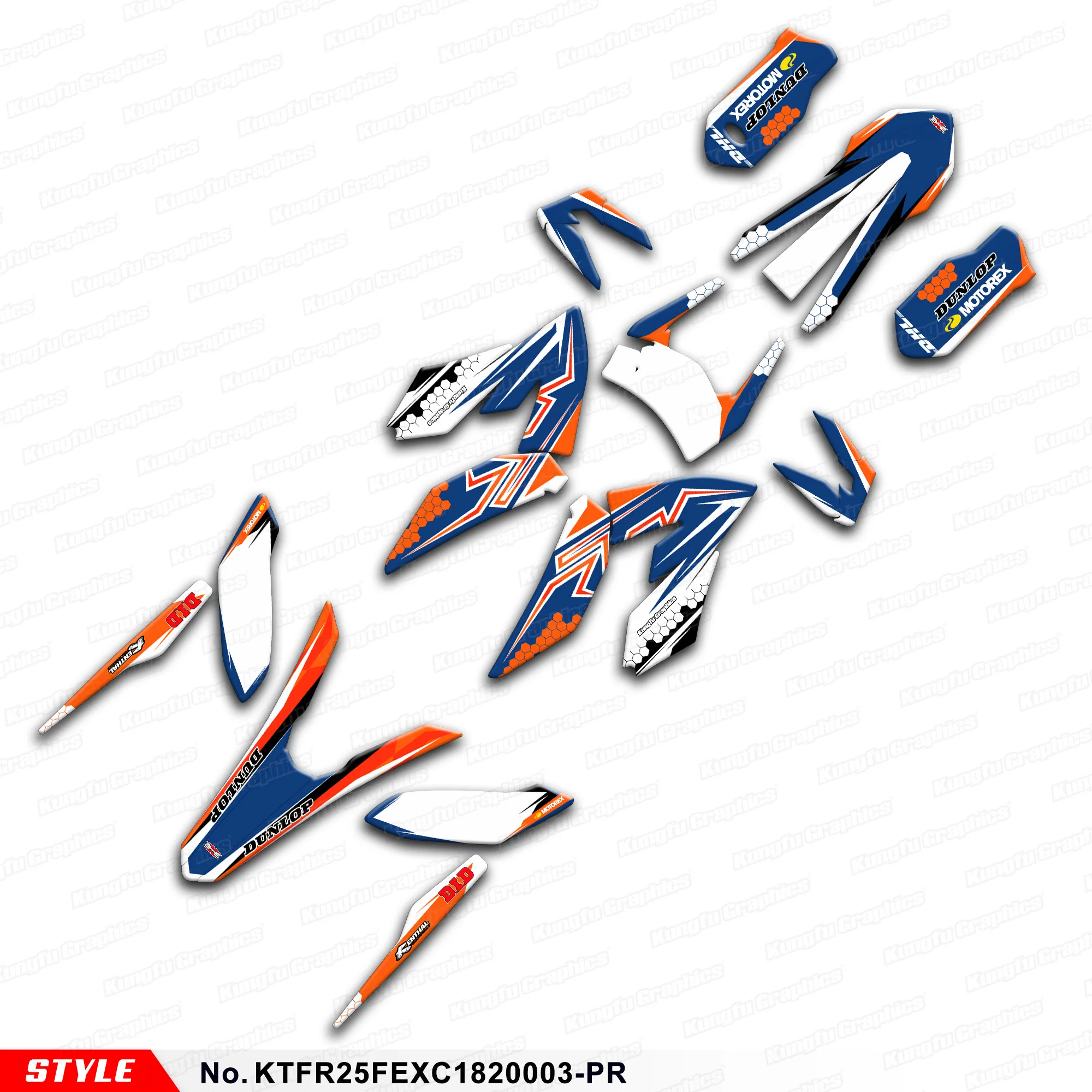 

Вторичный рынок, MX наклейки, пользовательские Переводные картинки, полный комплект для обертывания для KTM Freeride 250F E-XC 2018-2023, KTFR25FEXC1820003-PR