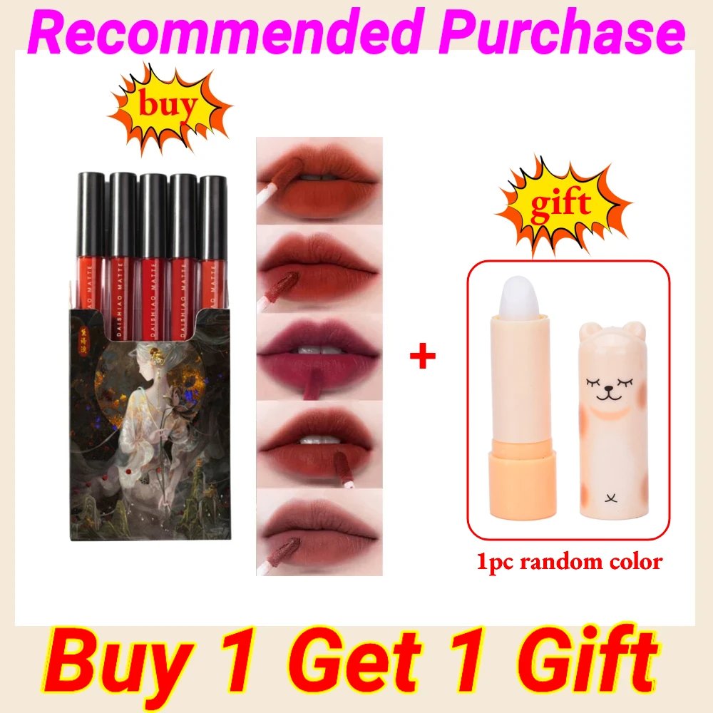 

Набор глазурных помад для губ, 5 шт., матовые бархатные помады, Ранняя помада, антипригарная чашка, блеск для губ, макияж губ, водостойкая косметика