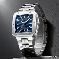CURREN Fashion Brand Minimalist Business Watches for Men Square Dial with Luminous Hands Date Display Stainless Steel Band