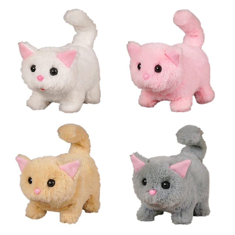 Electronic Pets Plush Cats American Shorthair Interactive Simulation Cat Toys Walking Wagging Tail With Sound Stuffed Animals