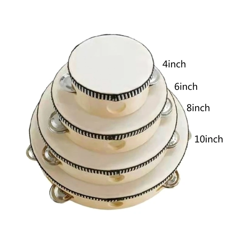 Hand Held Drum Bells Birch Metal Jingles Percussion Gift Musical Educational Instrument for Party wooden hand bells