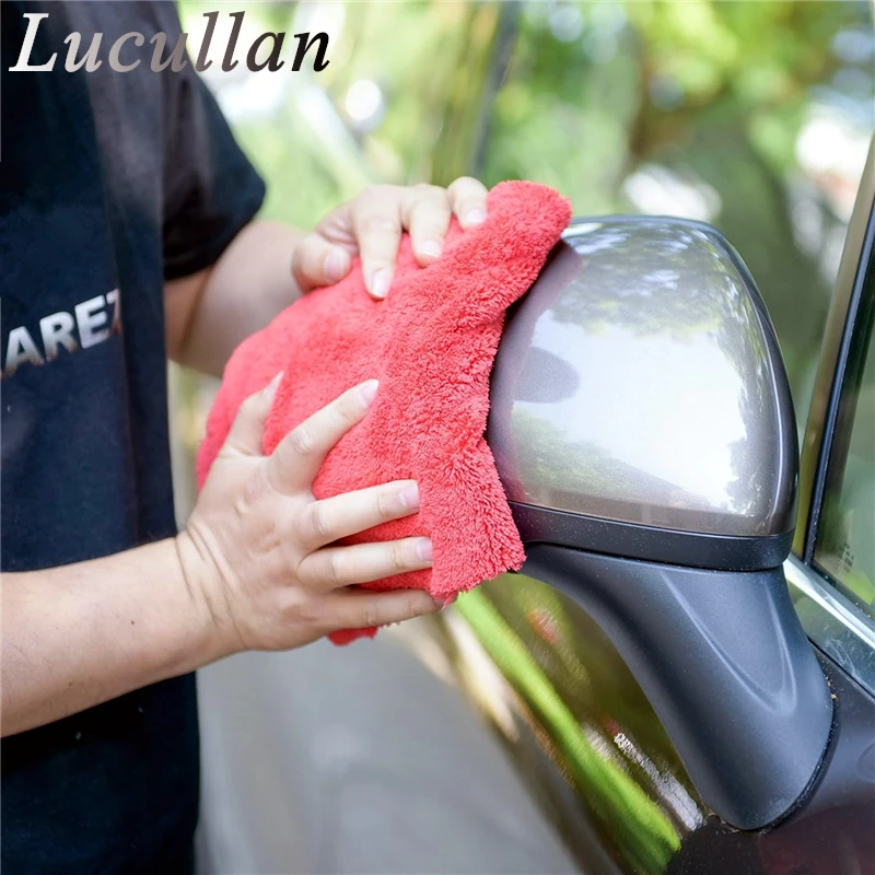 Lucullan 브랜드 슈퍼 영광 Edgeless 플러시 마이크로 화이버 타월 40x40cm 500GSM 천 연마 버핑 마감 세차