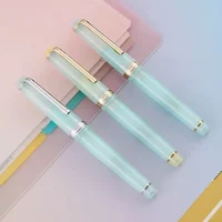 2025 New Style Jinhao Transparent Ice Blue Fountain Pen Luxury Gold/silver Clip, 12.4mm Inking Pens, Smooth Writing EF/F/M 1