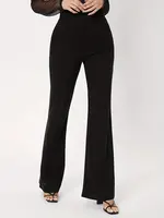 Basic Solid Color Flared Trousers Summer Elegant High Waisted Abstinence Pant Daily Travel Office Wear Women's Clothing Trousers - Image 3