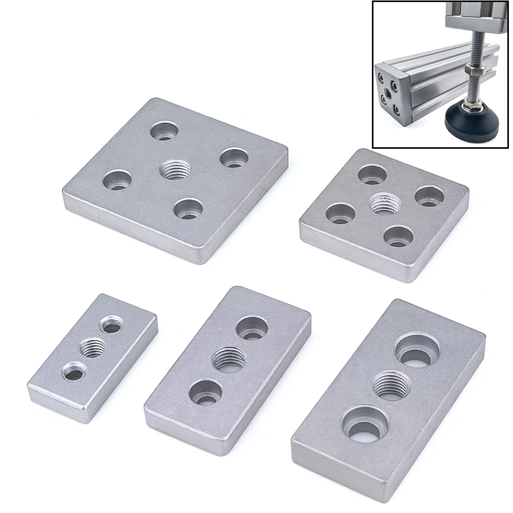 4Pcs 3 홀 5 홀 연결 풋 서포트 캐스터 고정 장착 커넥터 커버 플레이트 알루미늄 프로파일 용 엔드 연결 플레이트