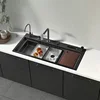 11550 High-tech Disinfection Large Size Stepped Sink Washing Fruits, Vegetables And Seafood 3 In 1 Black Dishwasher Kitchen Sink 2