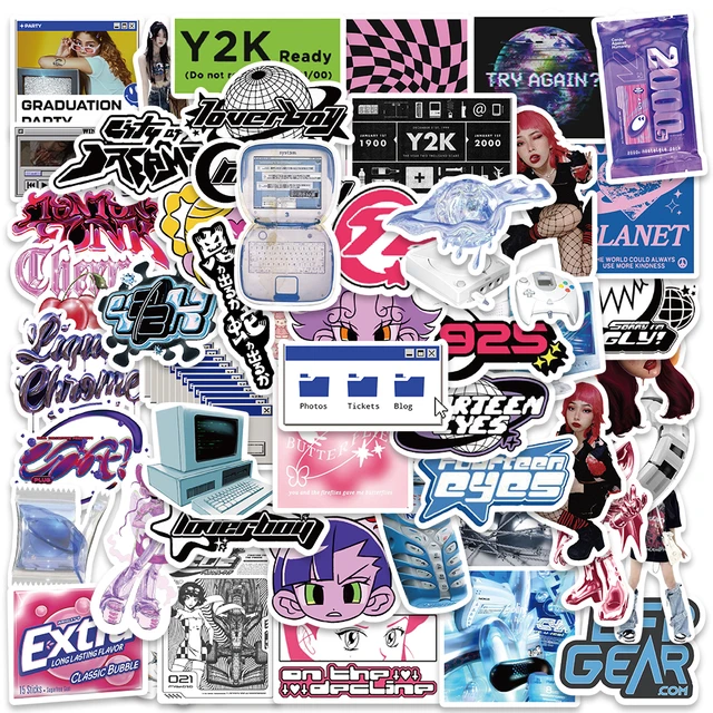 58pcs Y2K Vaporwave Girly Stickers Pack Stationery Phone Guitar Ipad  Sticker DIY Scrapbooking Supplies Journaling Materials - AliExpress