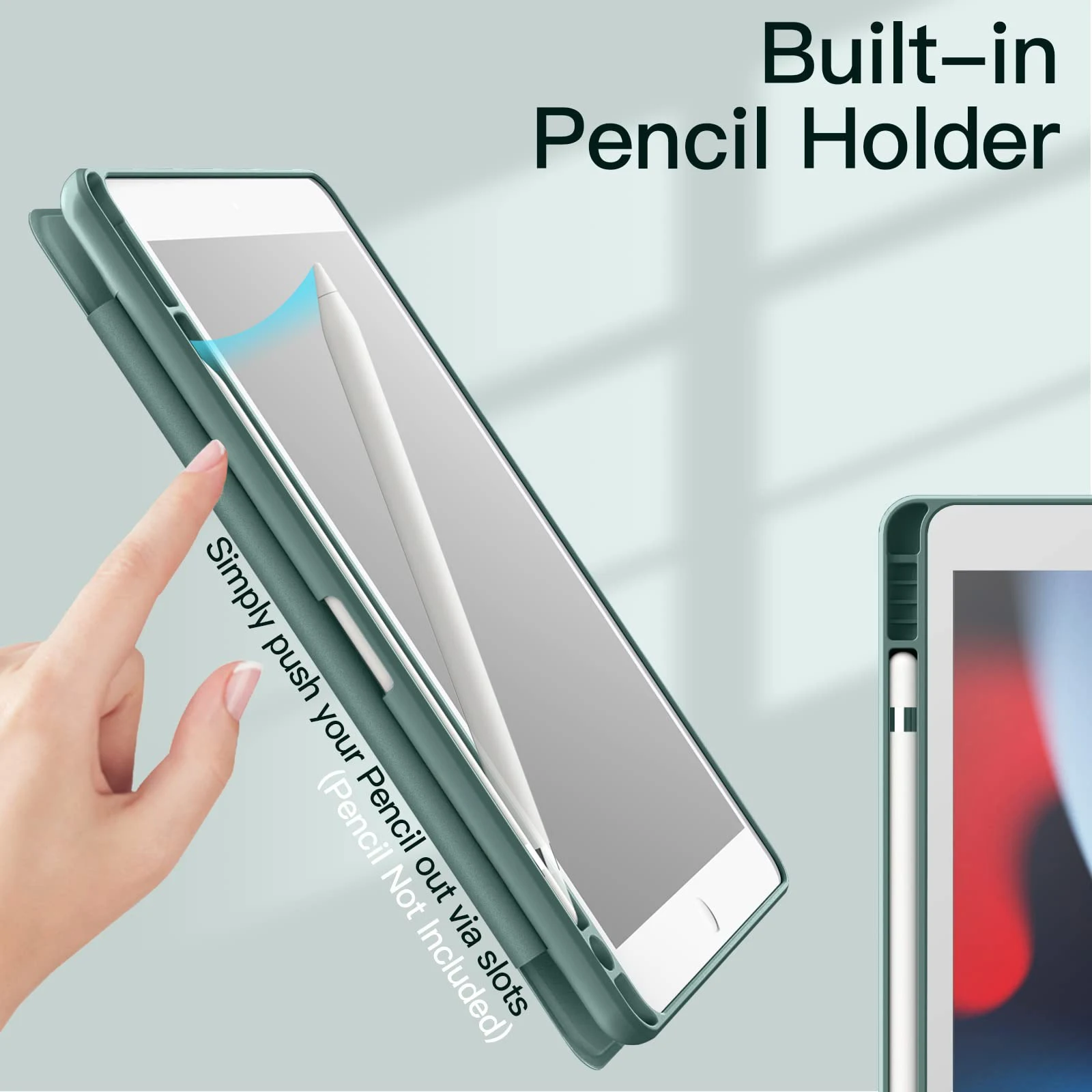 iPad 10.2-Inch Protective Case with Pencil Holder and Accessories
