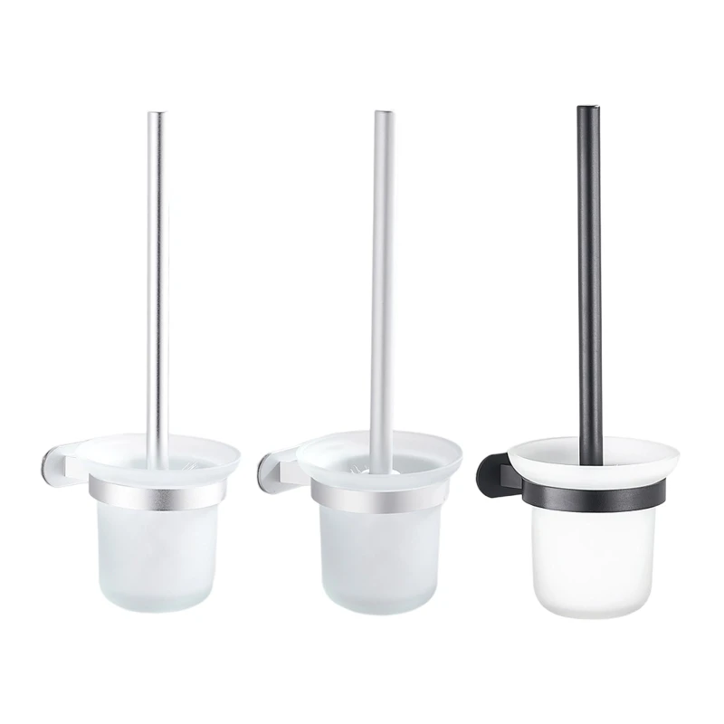 F1CD Wall-mount Toilet Bowl Brush Soft Bristles Toilet Cleaning Brush With Glass Base