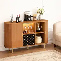 55-Inch Modern Wine Bar Cabinet with Storage, LED Lights, USB Ports & Adjustable Shelves for Kitchen, Living Room 4
