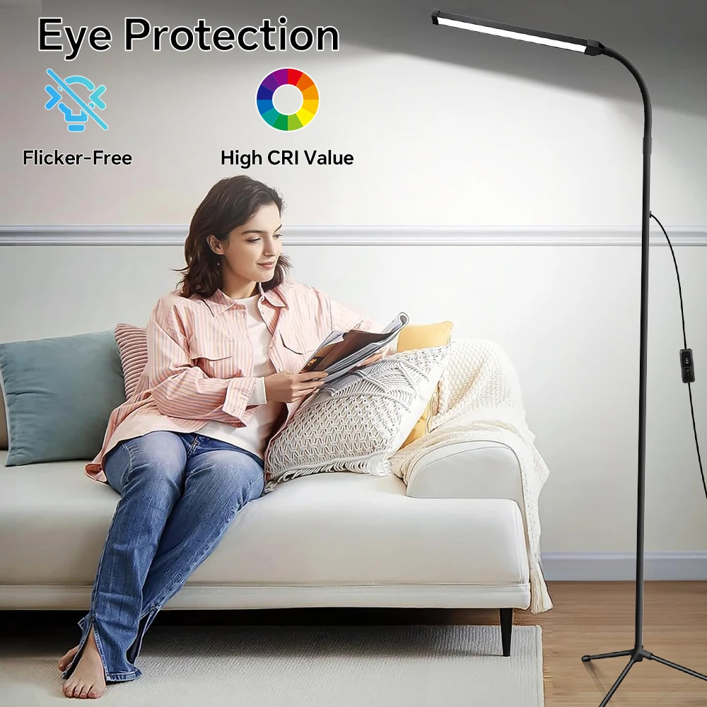 Floor Lamp Outdoor - Adjustable Color Temperature and Brightness, Standing Work Light for Living Room, Patios, Camping & Garden