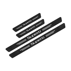 Premium Car Door Sill Threshold Decals and Stickers Set - 4PCS - White Letters (For Superb)