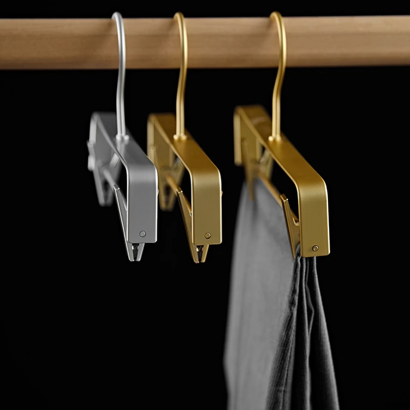 5pcs Trouser Hanger Pants Socks Women Skirt Display Storage Rack Household Drying Hanger with Movable Anti-slip Clothespin