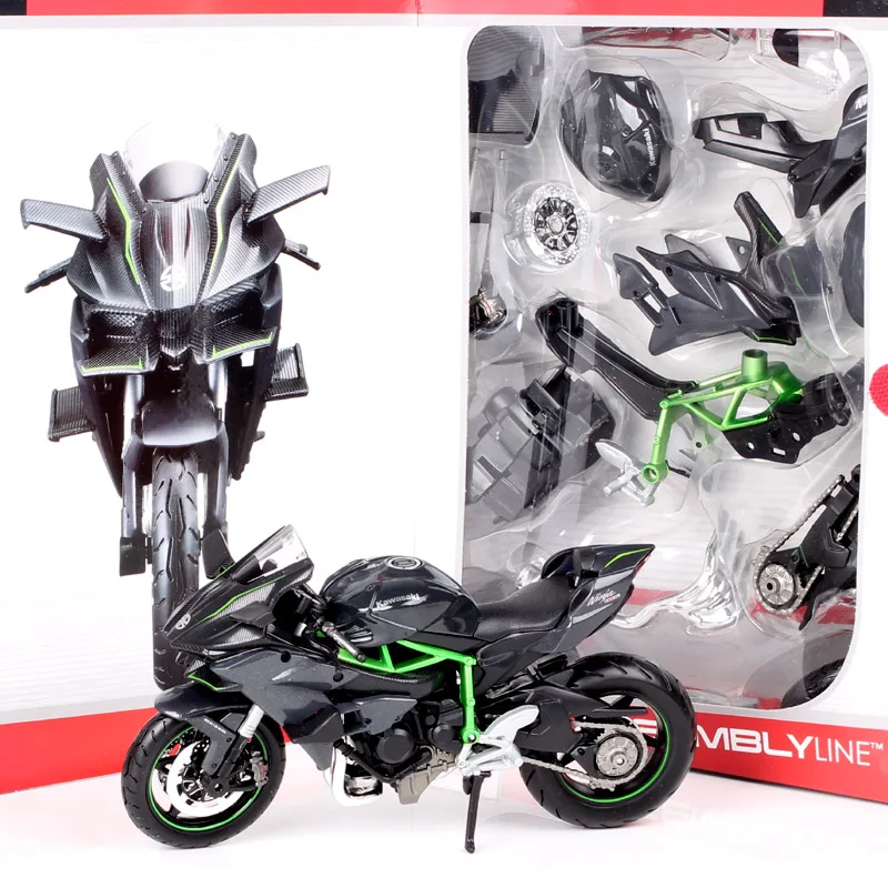 Maisto Assemble Line 1:12 Scale Kawasaki NinJa H2R Diecast Model Motorcycle Hypersport Racing Bike Educational DIY Toys