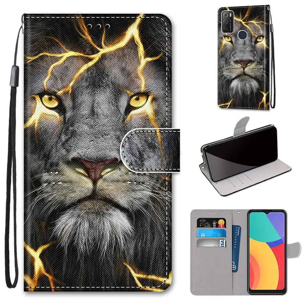 Cute Flip Case For Alcatel 1L 1S 2021 Case Leather Book Style Wallet Phone Cover For Alcatel 1S 2019 2020 Cases Anime Flower Bag