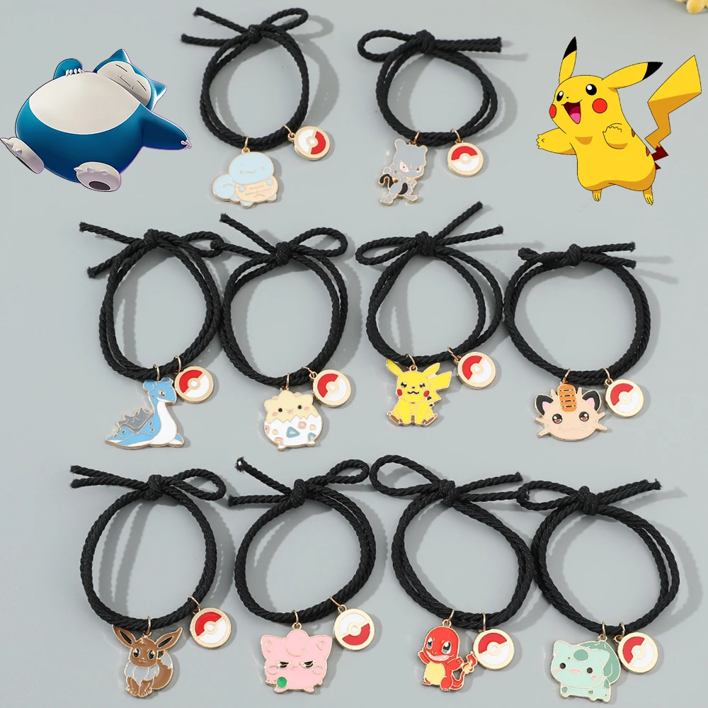 

Cartoon Anime Pokémon Hair Rope Kawaii Pikachu Squirtle Bulbasaur Charmander Hair Ties Women Pendant Hair Accessories Toy Gift