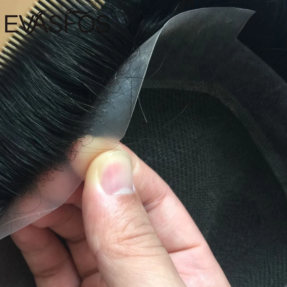 Breathable Australia Toupee Men Swiss Lace and PU Base Wig For Men European Hair Replacement System Unit For Hair Prosthesis