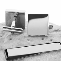 1 Set Men's Cufflinks & Tie Clips Set Silver Gold Color Cufflinks For Mens Shirt Cuffs Cufflink Father's Day Gift 4