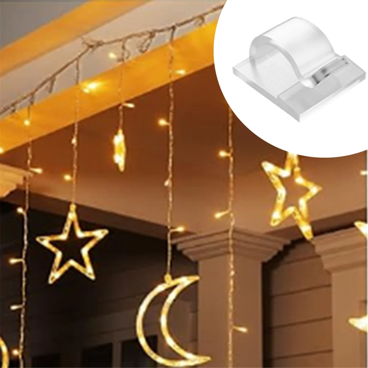 30 Pack Hooks for Outdoor String Lights Clips Clear Light Hook with 30 Waterproof Adhesive Backing wall mount hooks self adhesive hooks multi purpose hooks