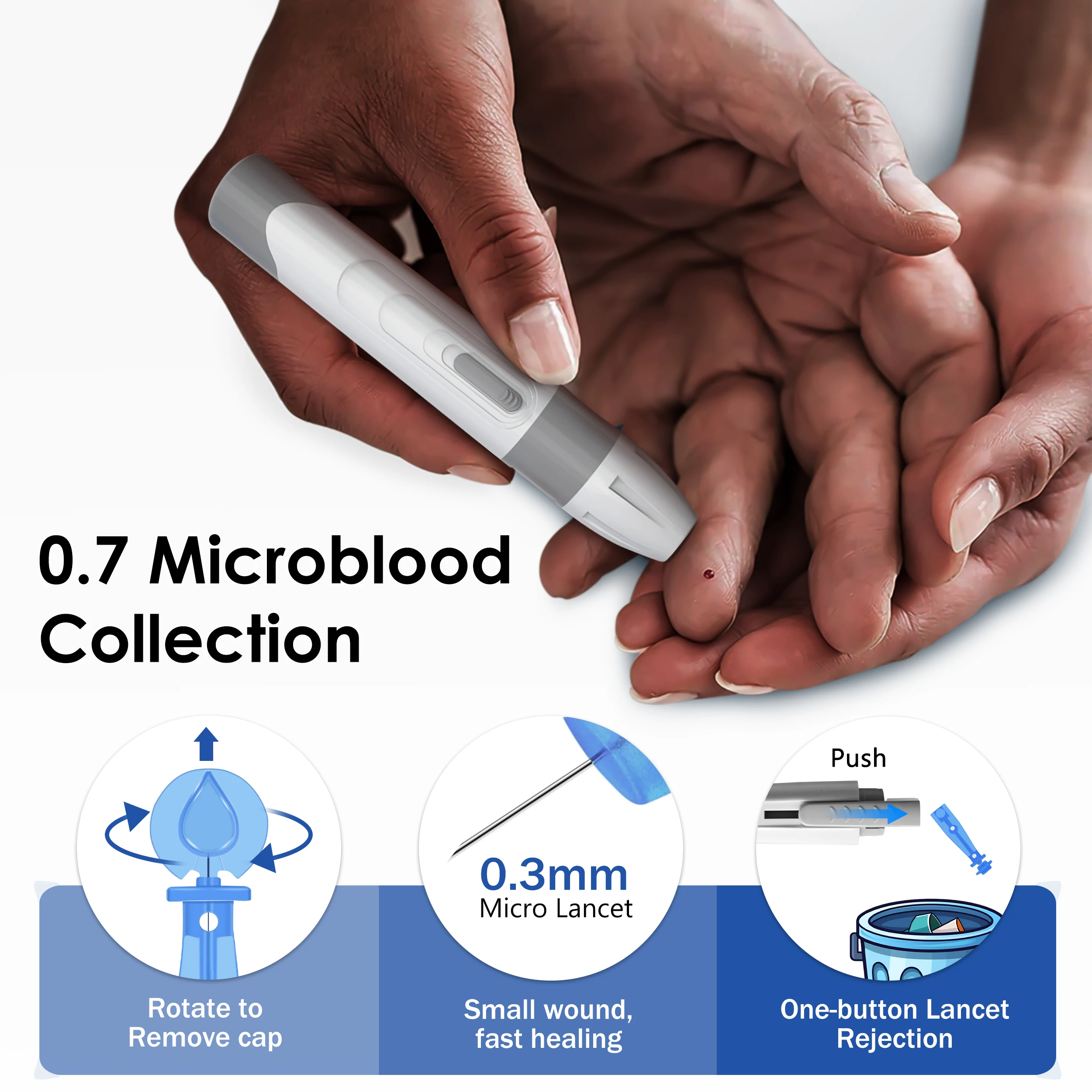 Blood Glucose Meter Glucometer Full Set Glucose Test Strips Medical Diabetes Blood Sugar Monitor bioland G-425-3 Complete Kit 4