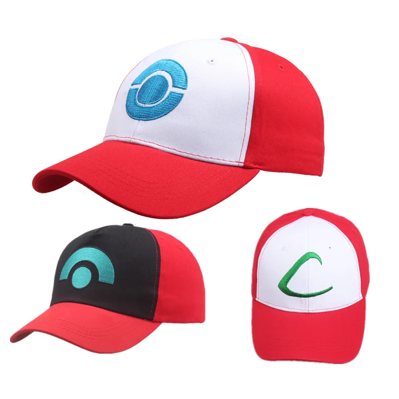 Anime Splicing Sun Hat Ash Ketchum Cosplay Baseball Cap Adjustable Snapback Breathable