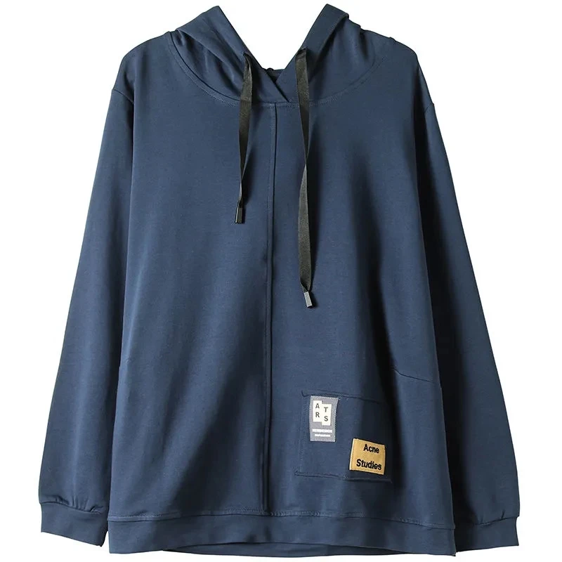 

Женский хлопковый свитер с капюшоном и аппликацией, весна-осень