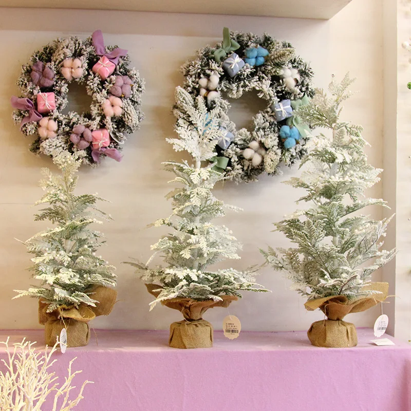 

Flocking PE Christmas decorations online celebrity mini small desktop snow cedar Christmas tree scene layout ornaments
