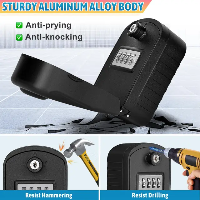 Lock Box for Keys with Code Outdoor Wall Mount Sturdy Waterproof 4-Digit Combination Keypad Key Safe Lockbox for House Realtors 2
