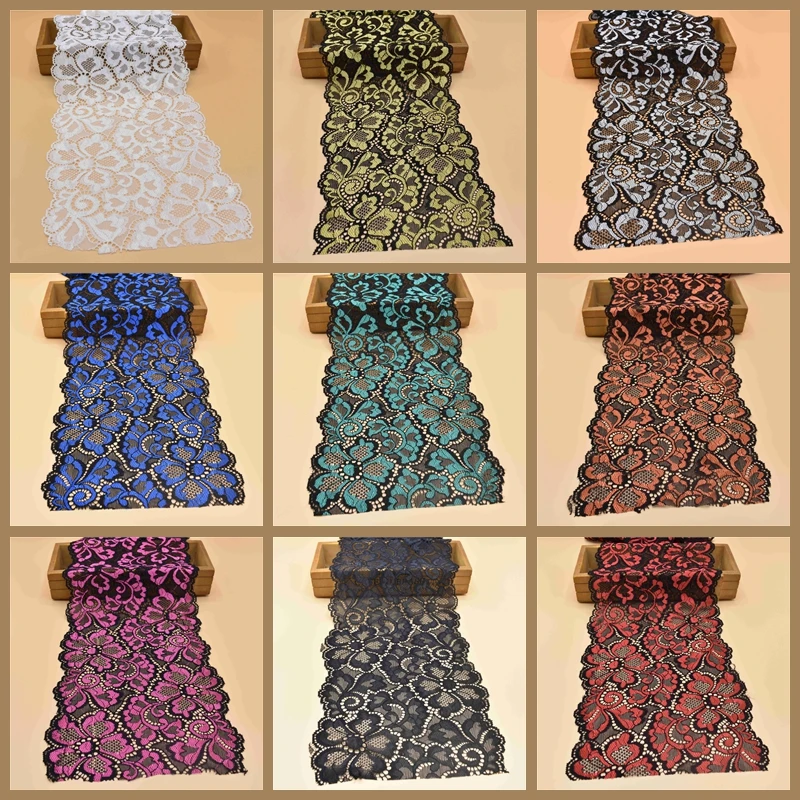 1Yard Stretch elastic lace ribbon 18cm width cotton lace Trim embroidered nigerian african fabric sewing,lace ribbon,lace sewing accessories,lace sewing supplies