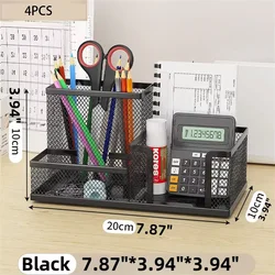 Large Capacity Desk Organizer, Durable Metal File Rack for Office Transformation (4Pcs - Black)