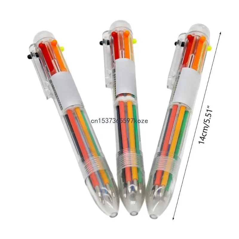 6 Pcs 6-in-1 개폐식 볼펜 멀티 컬러 볼펜 셔틀 펜