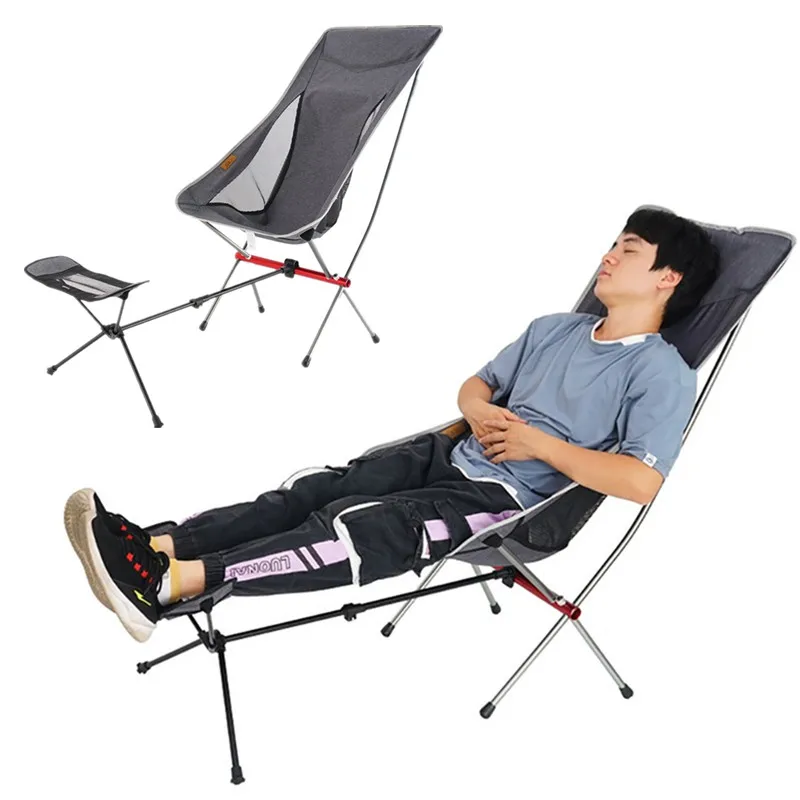 Outdoor Portable Folding Chair Footrest Portable Recliner Lazy Foot