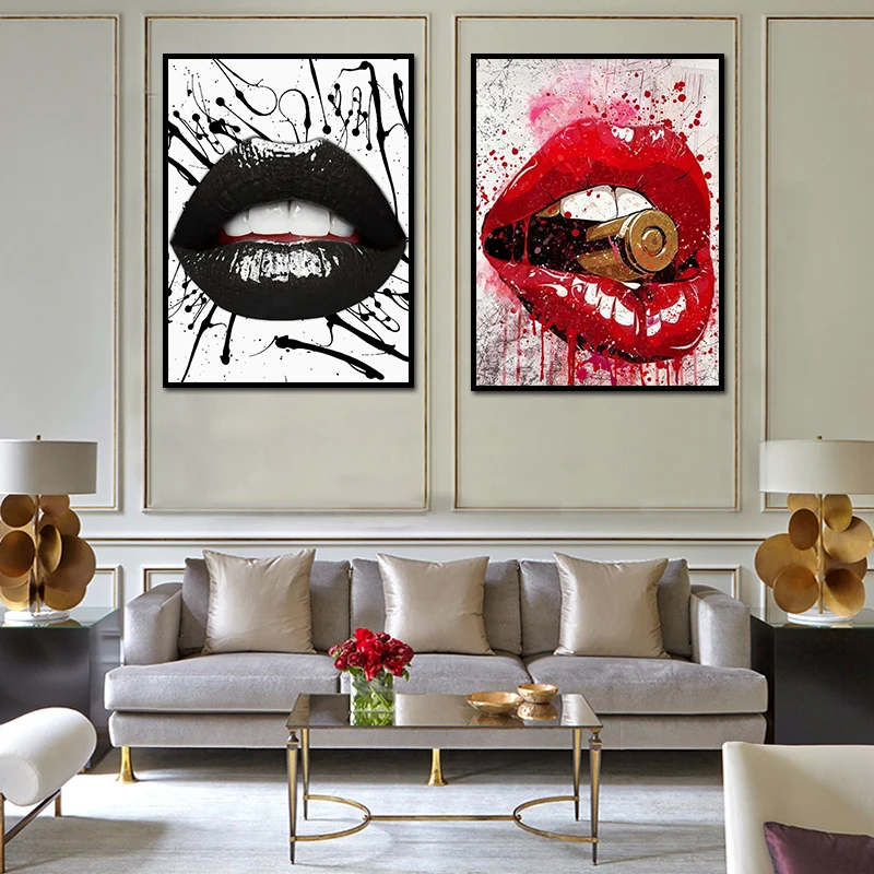 

Sexy And Charming Lips Canvas Picture Poster Fashion Creativity Street Artisc Prints Painting Wall Art Living Room Home Decor