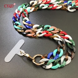 Colorful Bevel Design Acrylic Phone Chain Lanyard Necklace - Stylish and Portable Outdoor Accessory - 120cm (Mix)