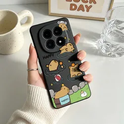 Cute Cartoon Capybara Black Soft Cover Phone Case - POCO M6 Plus 5G (125HA0601HSE)