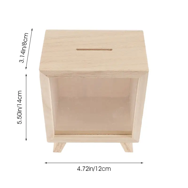 Bank Piggy Money Box Wooden Coin Saving Jar Kids Wood Savings Adults Cash Change case Gift Banks Case Tip storage boxes multiuse 6