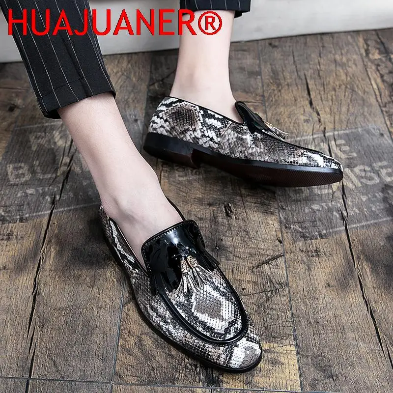 Men's Pu Leather Shoes Casual Tassel Loafers Men Dress Shoes Fashion Spring Autumn Wedding Formal Flats Male Vintage Moccasins