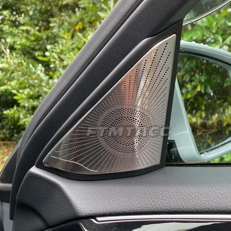 

2 шт. для Mercedes Benz E Class W212 интерьерная отделка автомобильный Стайлинг чехол для автомобильного аудио динамика наклейка из нержавеющей стали декоративные аксессуары