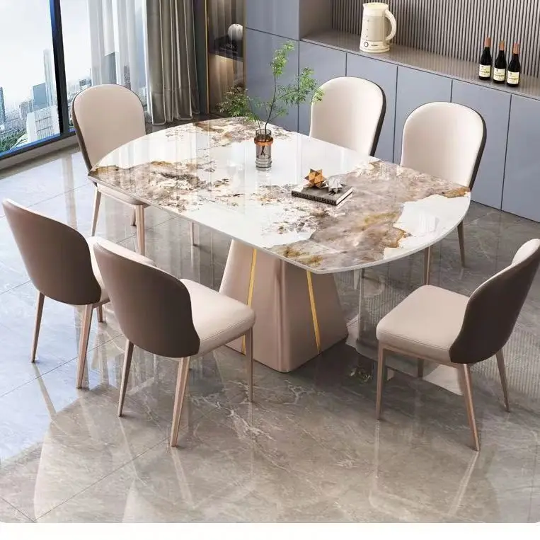 Luxury Modern Extendable Folding Round Marble Dining Table Chair Set 4 6 8 Seater Rotating Space Saver Elegant Furniture Designs