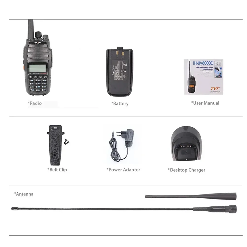 TYT TH-UV8000D High Power 10W Dual Band Handheld Transceiver 10KM Amateur Two Way Radio Cross-band Repeater Function FM Radio 6