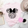 Leopard print Minnie and Mickey T- shirt  Animal Kingdom Women's Disney Tees Minnie Print T-shirts Girls and Friends Cute Tops 3
