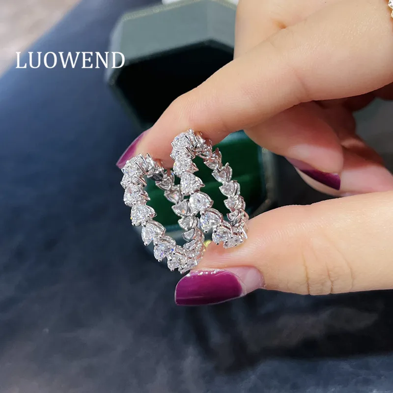 LUOWEND 100% 18K White Gold Rings Row Drill Marquise Cut Real Natural  Diamond Ring for Women Wedding Engagement Anniversary - AliExpress