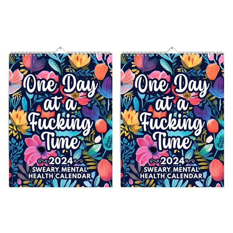 

Mental Health Calendar 2024 Set Kit Monthly Planner 2024 Funny Word Calendar For Christmas Gifts 11X8.5Inch 2PCS
