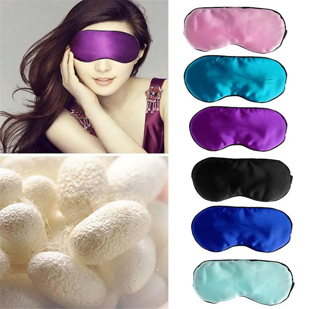 9 Colors Pure Silk Sleep Eye Mask Travel Accessories Padded Shade Cover Travel Relax Aid Blindfold Comfort Sleeping Aids Protect 2