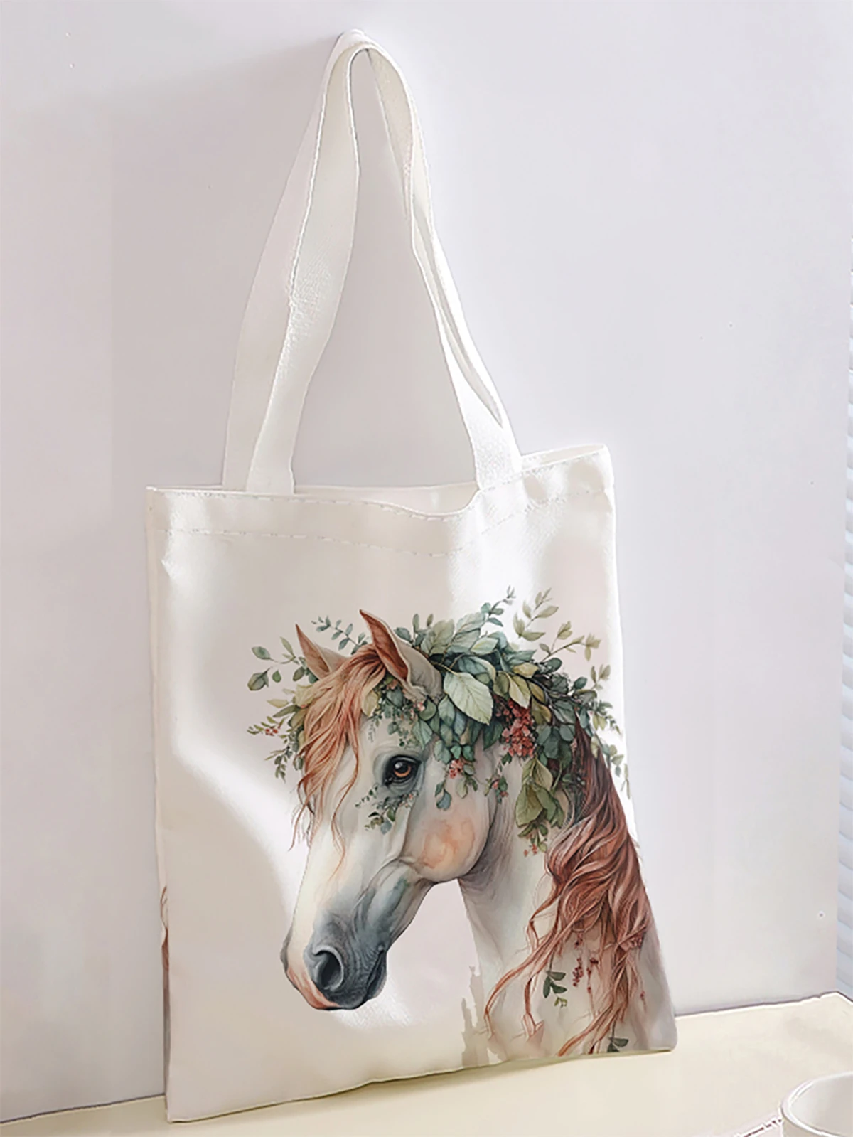 Cartoon pattern printed casual handbag, reusable fashionable backpack, multifunctional handbag, canvas shopping bag