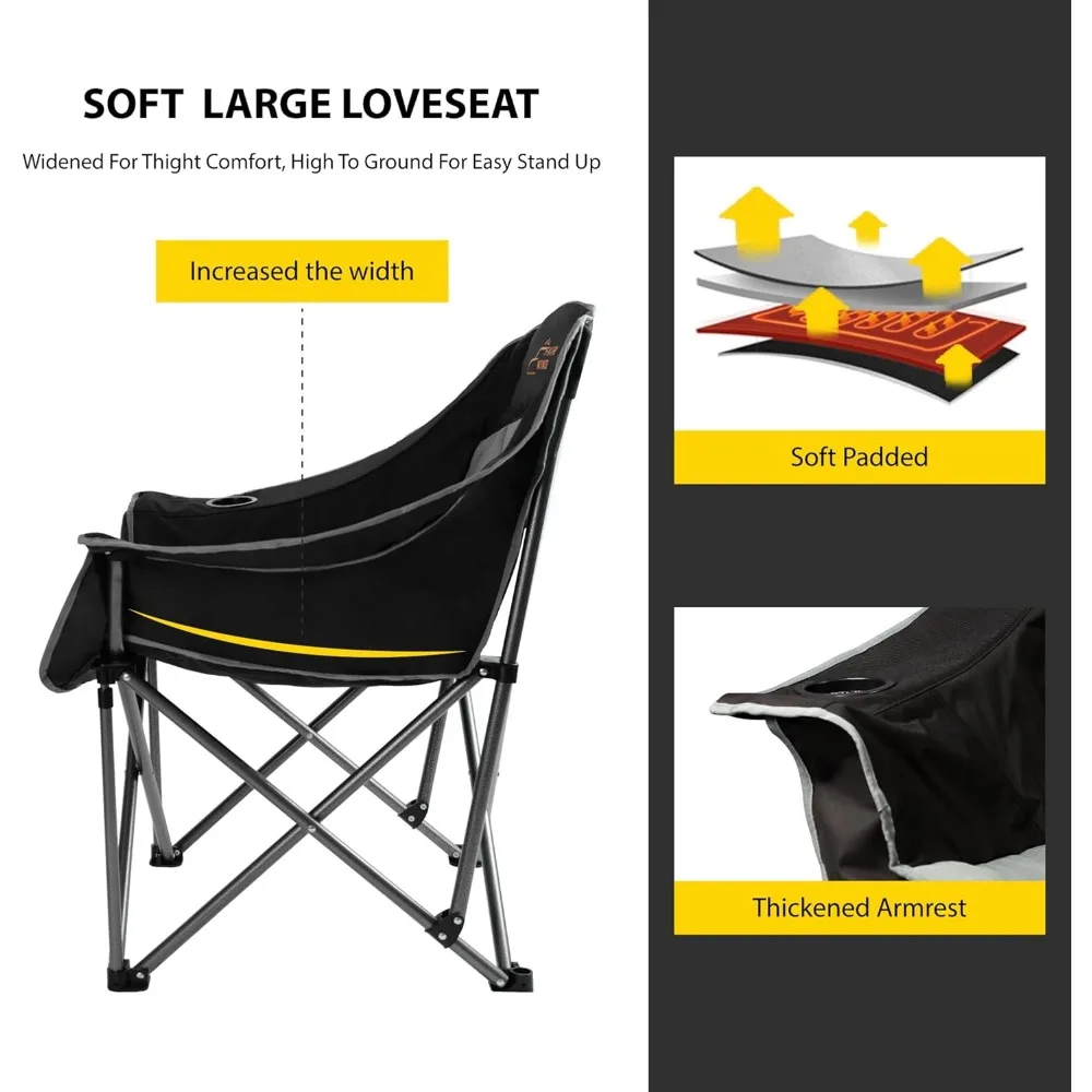 Oversized Padded Camping Chair Heavy Duty Quad Fold Arm Chair Portable for Outdoor - Support 450LBS 4