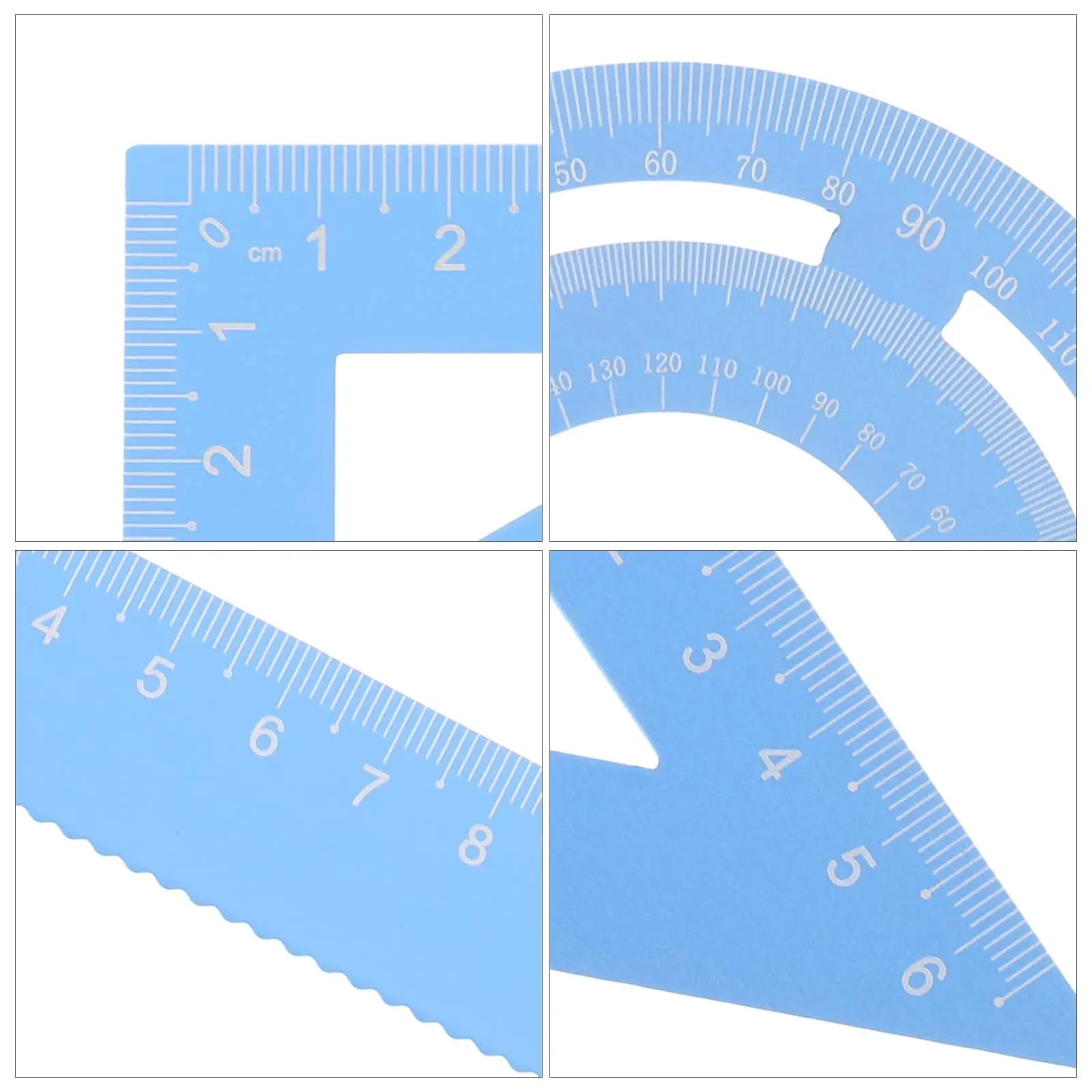 4Pcs 알루미늄 합금 금속 자 세트 휴대용 직선 삼각형 각도기 그리기 수학 측정 도구 학생 학교용